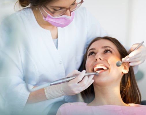 Patient receiving a dental checkup