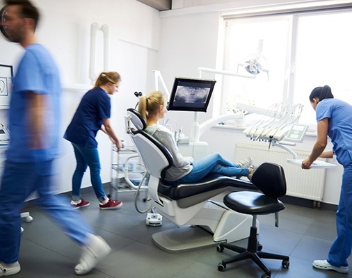patient sitting in treatment chair