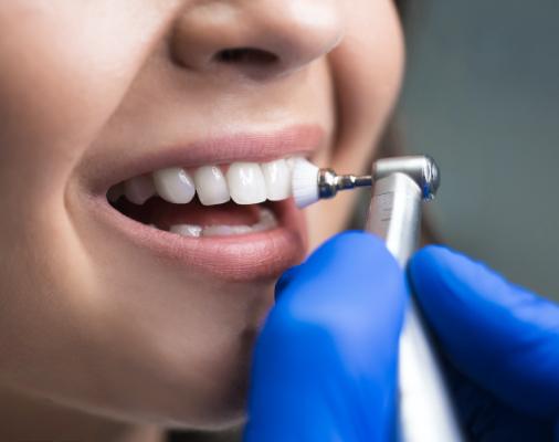 Patient receiving fluoride treatment