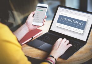 woman making an appointment online